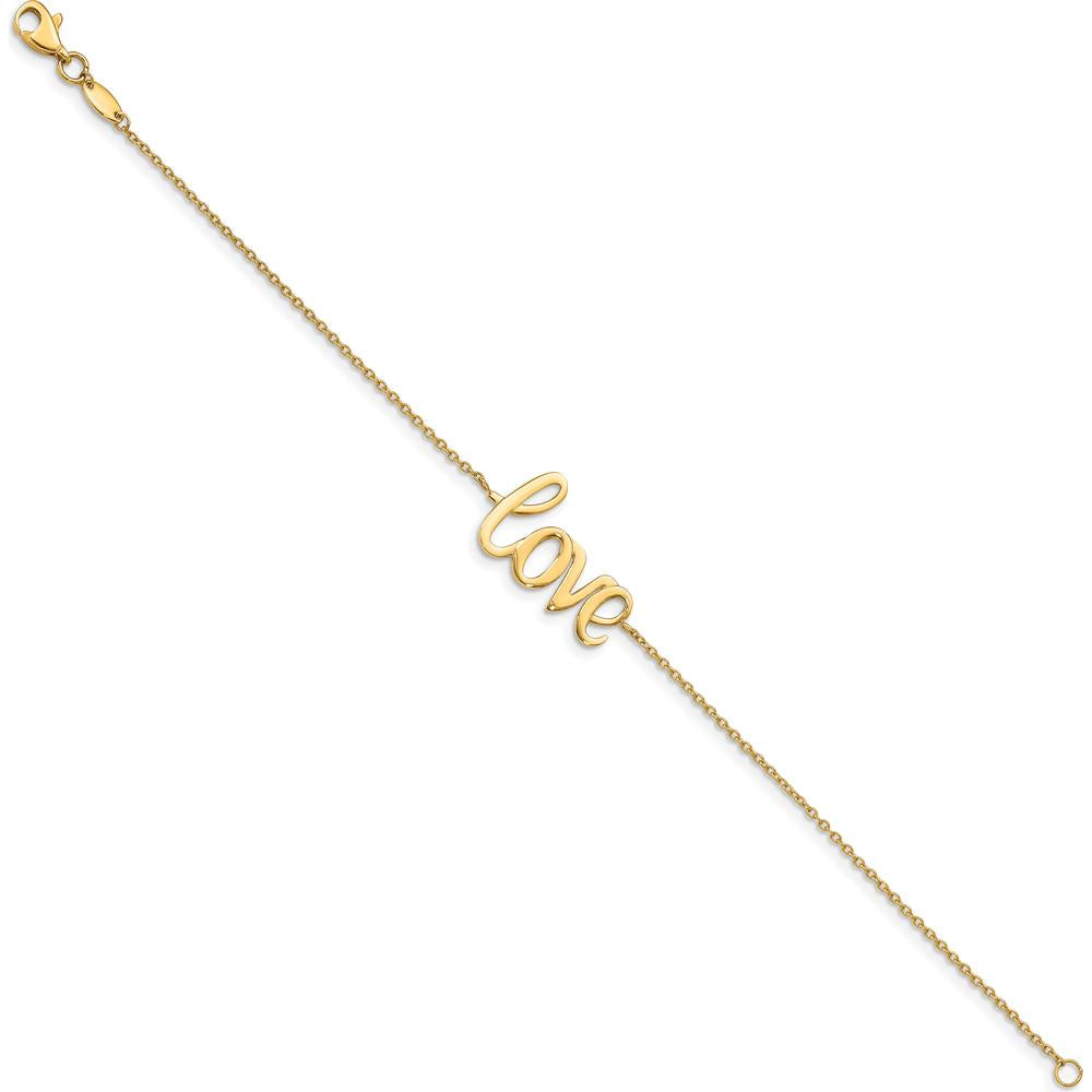 14K Yellow Gold Polished LOVE Script Bracelet - 7 Inches by Oro Pregiato