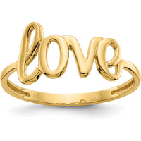 14K Yellow Gold Polished "Love" Script Ring - Sizeable from 5 to 9 by Oro Pregiato