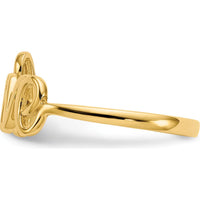 14K Yellow Gold Polished "Love" Script Ring - Sizeable from 5 to 9 by Oro Pregiato