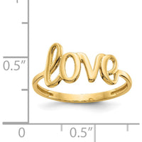 14K Yellow Gold Polished "Love" Script Ring - Sizeable from 5 to 9 by Oro Pregiato