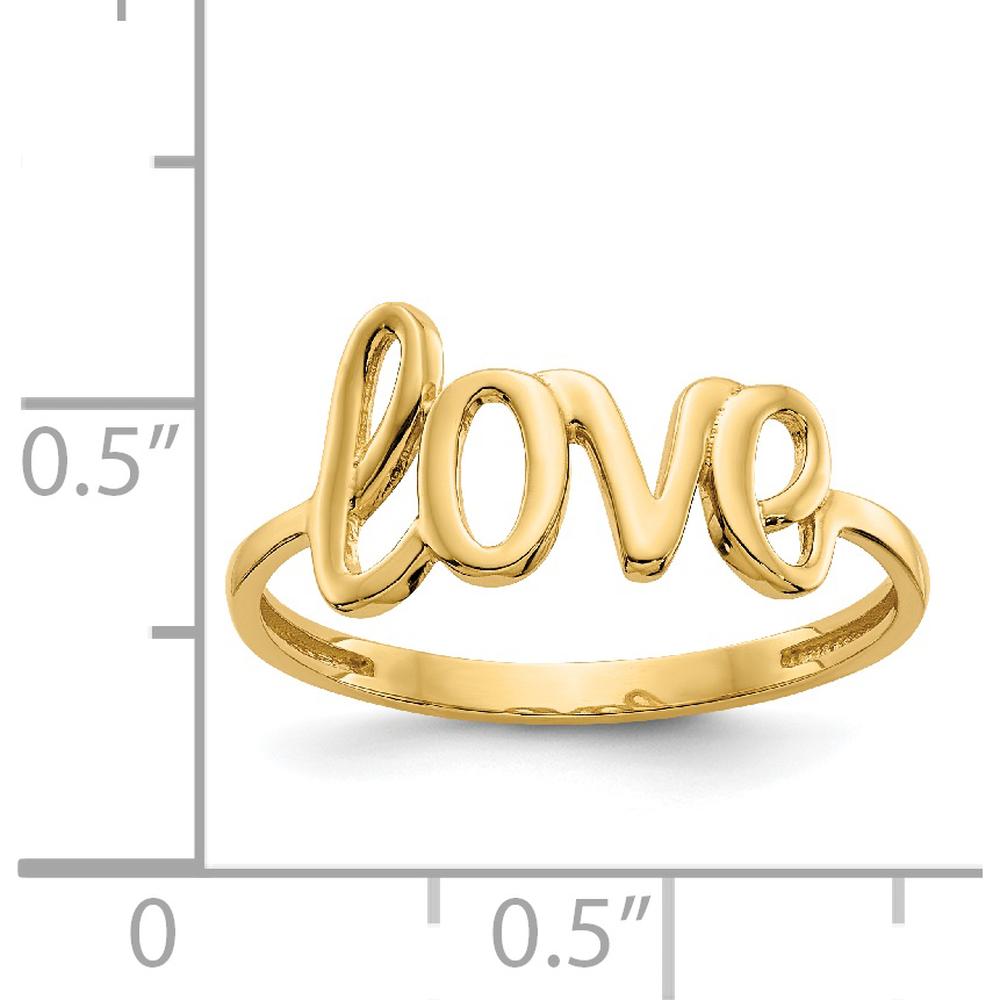 14K Yellow Gold Polished "Love" Script Ring - Sizeable from 5 to 9 by Oro Pregiato