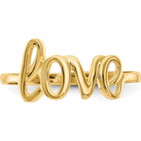 14K Yellow Gold Polished "Love" Script Ring - Sizeable from 5 to 9 by Oro Pregiato