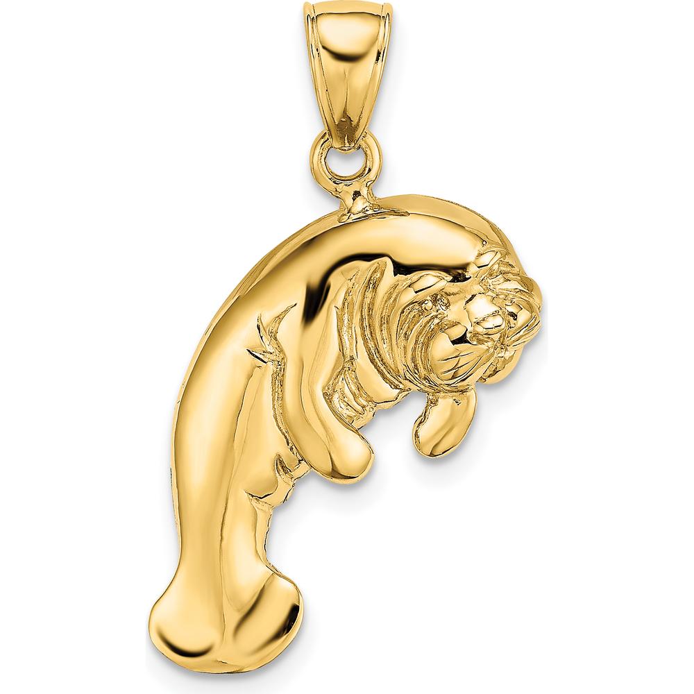 14K Yellow Gold Polished Manatee Charm Pendant - 22.65mm Length by Oro Pregiato