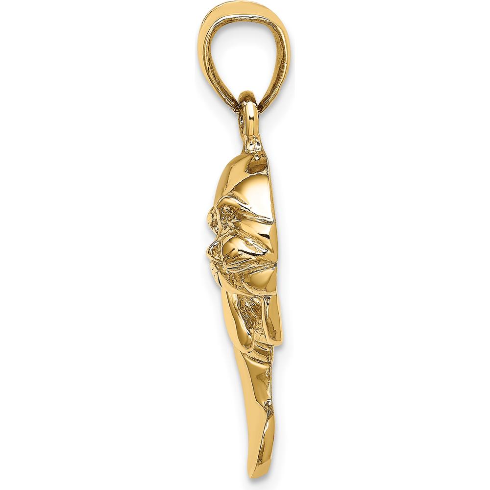 14K Yellow Gold Polished Manatee Charm Pendant - 22.65mm Length by Oro Pregiato
