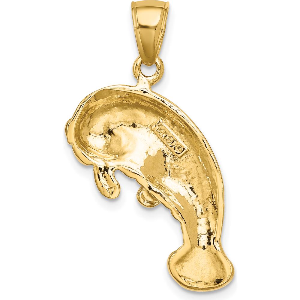 14K Yellow Gold Polished Manatee Charm Pendant - 22.65mm Length by Oro Pregiato