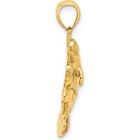 14K Yellow Gold Polished Manatee Mother and Calf Pendant Charm by Oro Pregiato