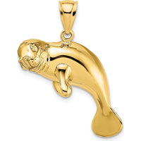 14K Yellow Gold Polished Manatee Pendant Charm by Oro Pregiato