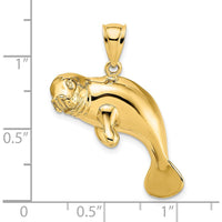 14K Yellow Gold Polished Manatee Pendant Charm by Oro Pregiato
