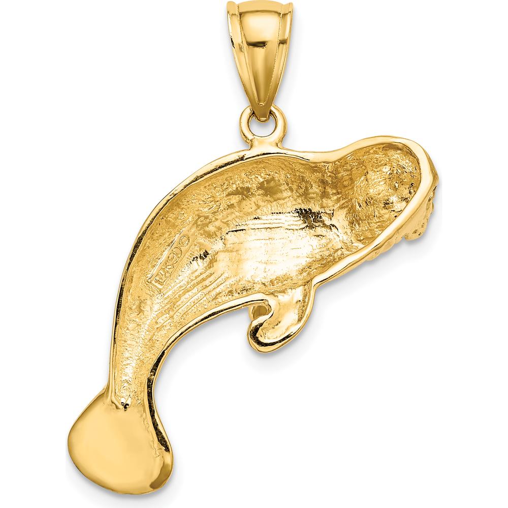 14K Yellow Gold Polished Manatee Pendant Charm by Oro Pregiato