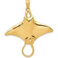 14K Yellow Gold Polished Manta Ray Pendant Necklace - 42mm Length by Oro Pregiato