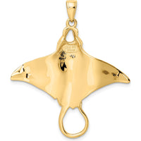 14K Yellow Gold Polished Manta Ray Pendant Necklace - 42mm Length by Oro Pregiato