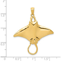 14K Yellow Gold Polished Manta Ray Pendant Necklace - 42mm Length by Oro Pregiato