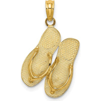 14K Yellow Gold Polished Marco Island Double Flip-Flop Pendant Charm by Oro Pregiato