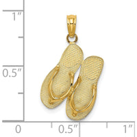 14K Yellow Gold Polished Marco Island Double Flip-Flop Pendant Charm by Oro Pregiato