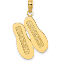 14K Yellow Gold Polished Marco Island Double Flip-Flop Pendant Charm by Oro Pregiato