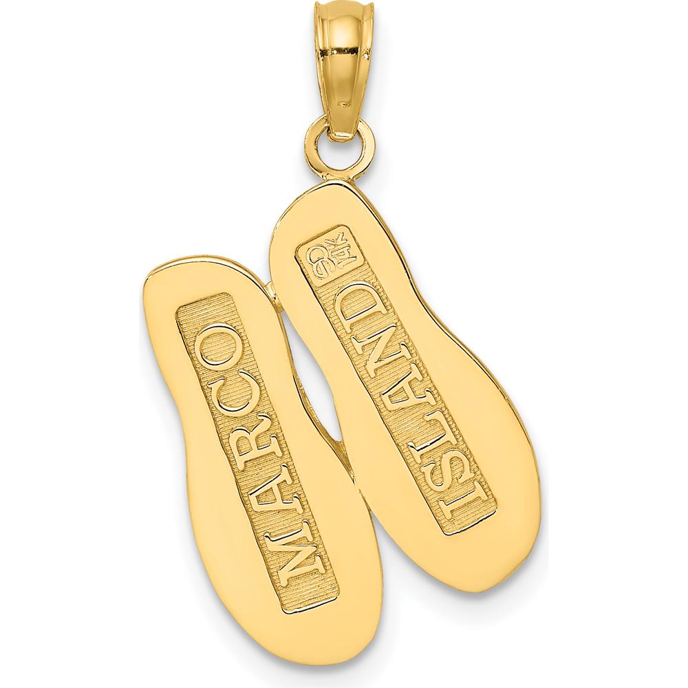 14K Yellow Gold Polished Marco Island Double Flip-Flop Pendant Charm by Oro Pregiato