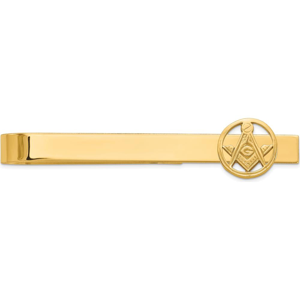 14K Yellow Gold Polished Masonic Circle Beaded Tie Bar by IBGoodman
