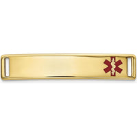 14K Yellow Gold Polished Medical Alert ID Plate with Red Epoxy Enamel - 24.5mm x 5.5mm by Oro Pregiato