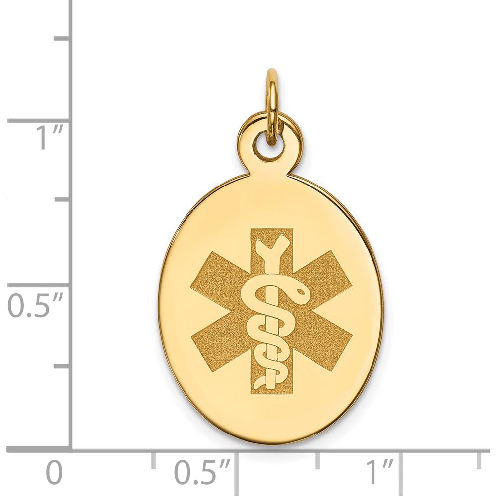 14K Yellow Gold Polished Medical Alert Pendant with Engravable Surface by Oro Pregiato