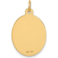 14K Yellow Gold Polished Medical Alert Pendant with Engravable Surface by Oro Pregiato