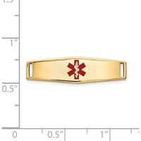 14K Yellow Gold Polished Medical ID Charm with Red Epoxy Enamel - 24.5mm Length by Oro Pregiato