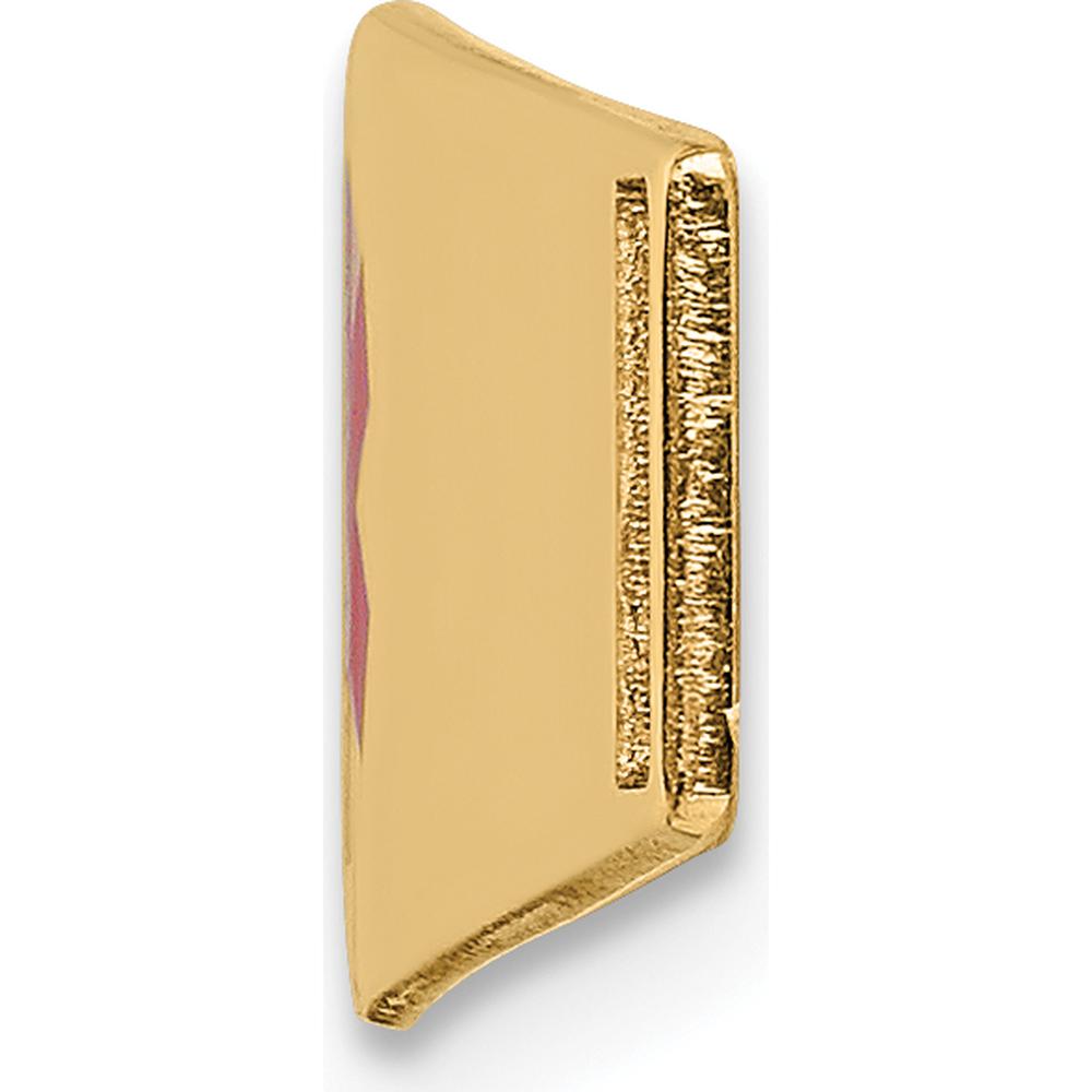 14K Yellow Gold Polished Medical ID Plate with Red Epoxy Enamel - Engravable 38x10mm by Oro Pregiato