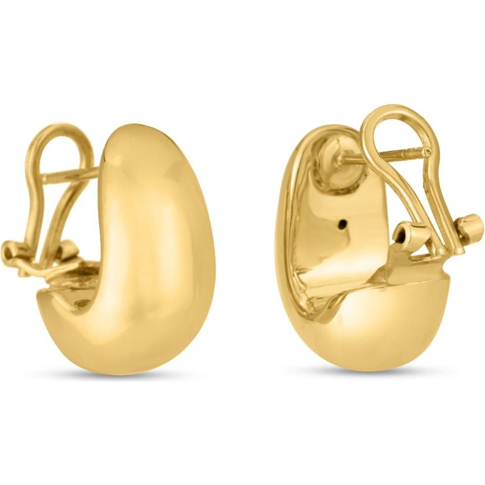 14K Yellow Gold Polished Medium Fancy Omega Hoop Earrings with