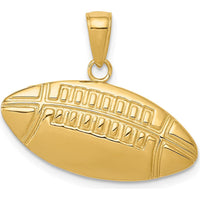 14K Yellow Gold Polished Medium Football Charm with Textured Detailing by Oro Pregiato