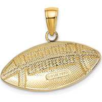 14K Yellow Gold Polished Medium Football Charm with Textured Detailing by Oro Pregiato
