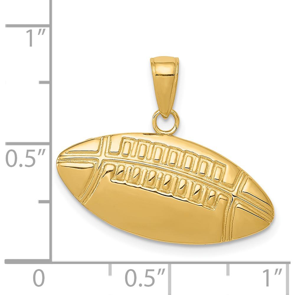 14K Yellow Gold Polished Medium Football Charm with Textured Detailing by Oro Pregiato