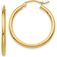 14K Yellow Gold Polished Medium Hoop Earrings - 25mm, Lightweight Design by 0