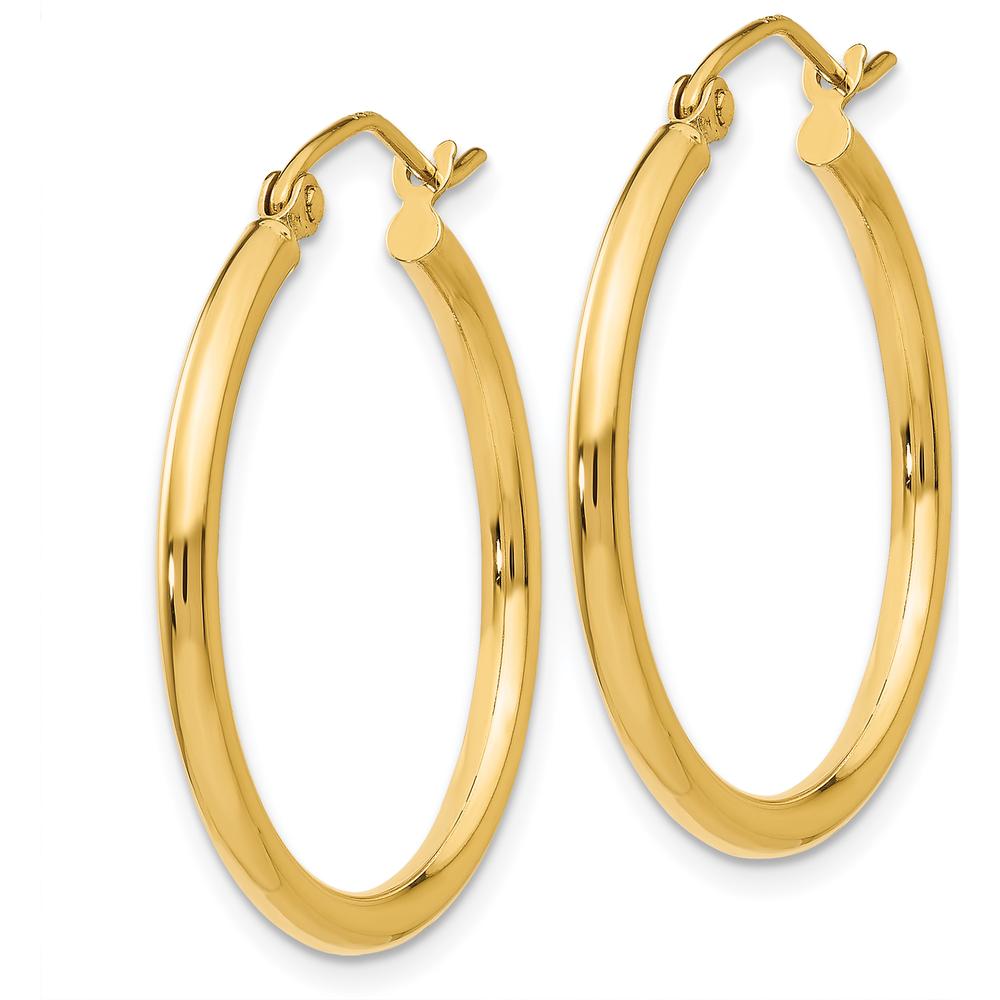 14K Yellow Gold Polished Medium Hoop Earrings - 25mm, Lightweight Design by 0