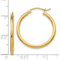 14K Yellow Gold Polished Medium Hoop Earrings - 25mm, Lightweight Design by 0