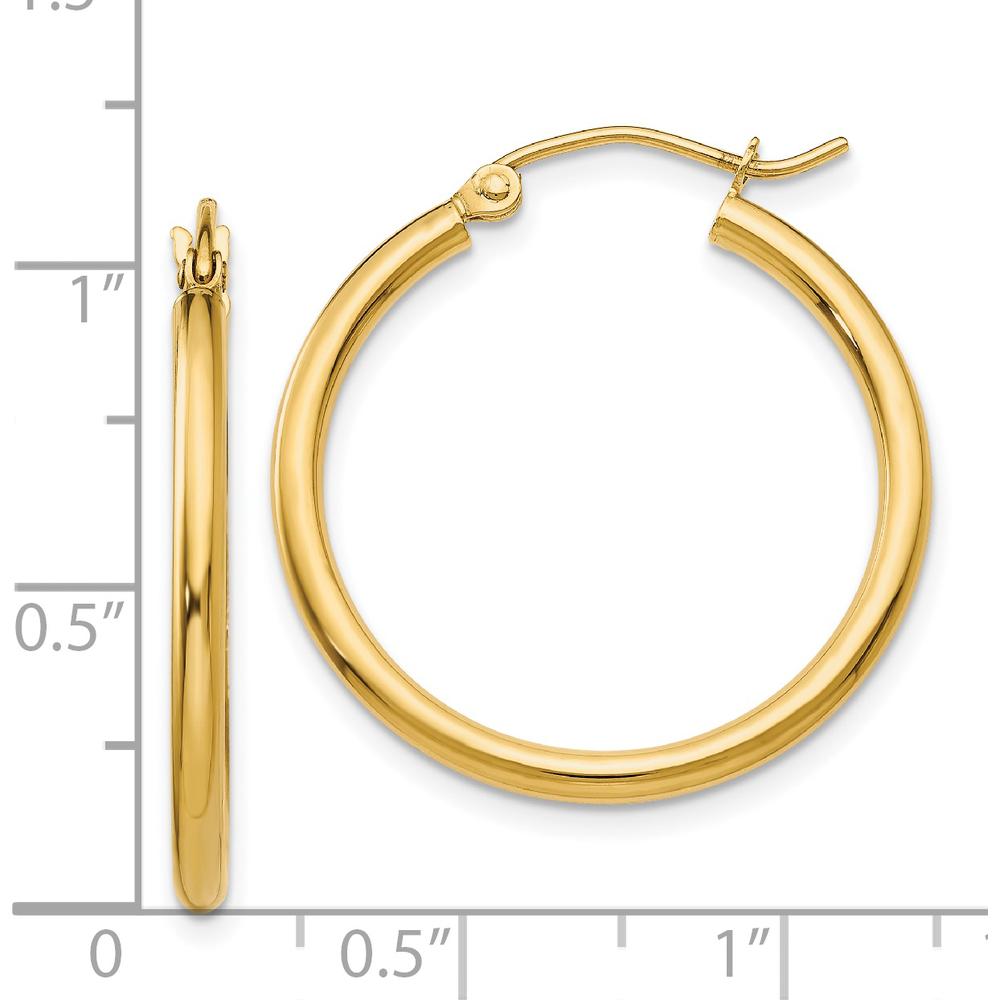 14K Yellow Gold Polished Medium Hoop Earrings - 25mm, Lightweight Design by 0