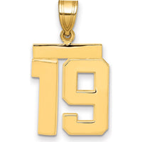 14K Yellow Gold Polished Medium Number 19 Charm - Timeless Pendant for Personal Expression by Oro Pregiato