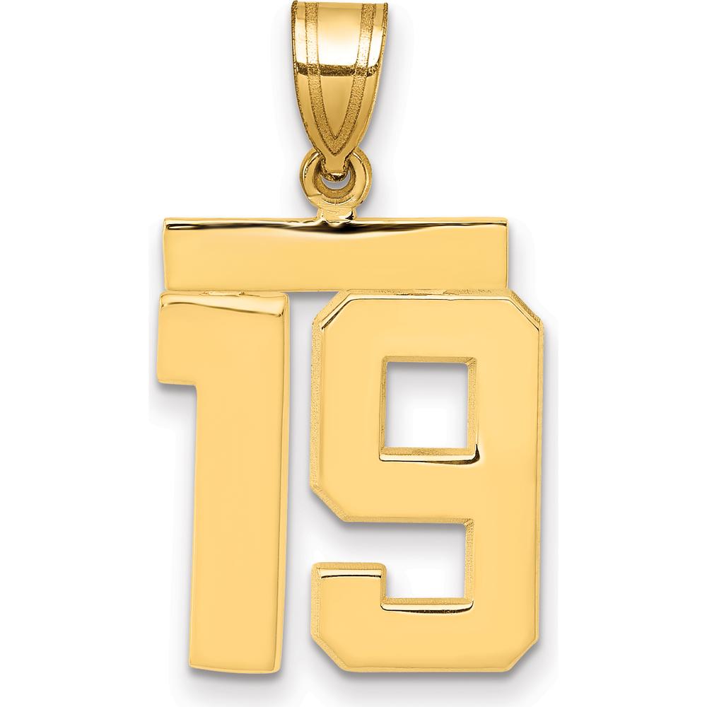 14K Yellow Gold Polished Medium Number 19 Charm - Timeless Pendant for Personal Expression by Oro Pregiato