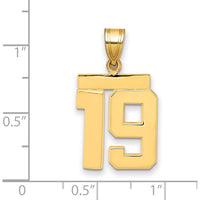 14K Yellow Gold Polished Medium Number 19 Charm - Timeless Pendant for Personal Expression by Oro Pregiato