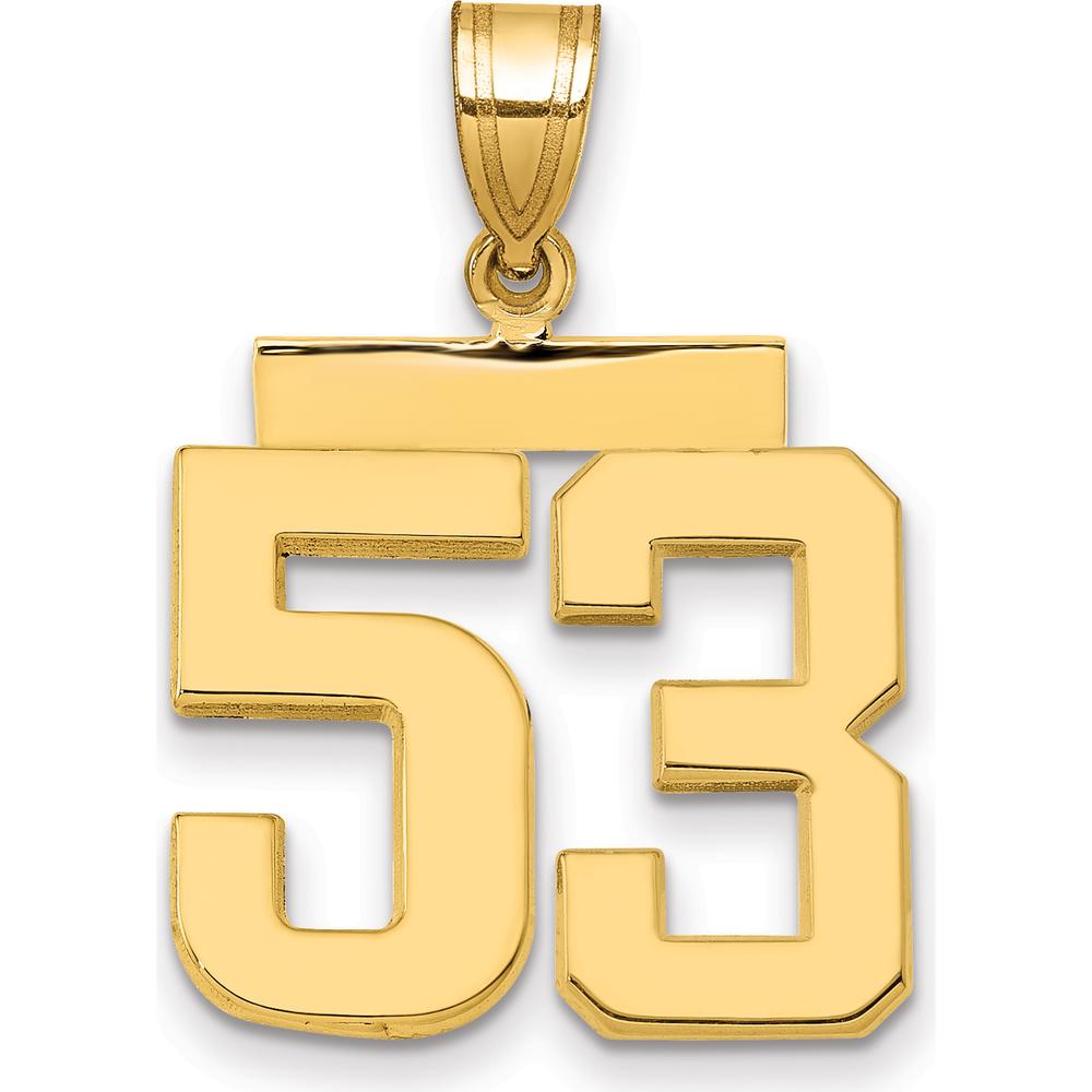 14K Yellow Gold Polished Medium Number 53 Charm by Oro Pregiato