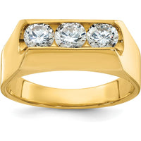 14K Yellow Gold Polished Men's 3-Stone Diamond Ring - 1.05 Carats Total Diamond Weight by IBGoodman