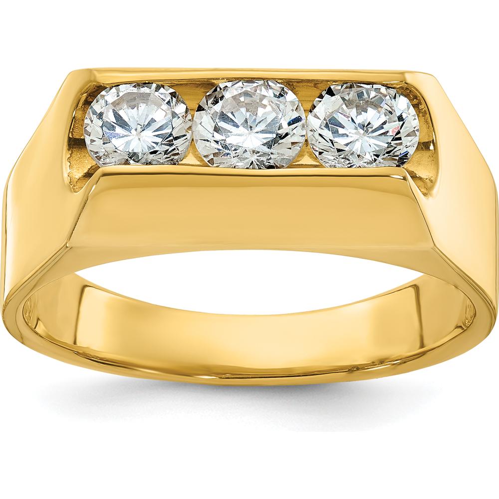 14K Yellow Gold Polished Men's 3-Stone Diamond Ring - 1.05 Carats Total Diamond Weight by IBGoodman