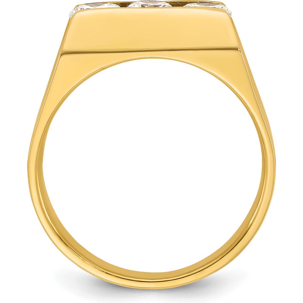 14K Yellow Gold Polished Men's 3-Stone Diamond Ring - 1.05 Carats Total Diamond Weight by IBGoodman