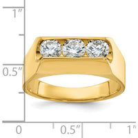 14K Yellow Gold Polished Men's 3-Stone Diamond Ring - 1.05 Carats Total Diamond Weight by IBGoodman