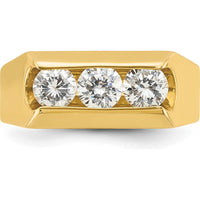 14K Yellow Gold Polished Men's 3-Stone Diamond Ring - 1.05 Carats Total Diamond Weight by IBGoodman