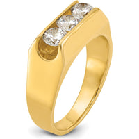 14K Yellow Gold Polished Men's 3-Stone Diamond Ring - 1.05 Carats Total Diamond Weight by IBGoodman
