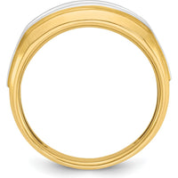 14K Yellow Gold Polished Men's 7-Stone Diamond Ring with White Rhodium Accents by IBGoodman