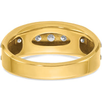 14K Yellow Gold Polished Men's 7-Stone Diamond Ring with White Rhodium Accents by IBGoodman