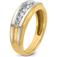 14K Yellow Gold Polished Men's 7-Stone Diamond Ring with White Rhodium Accents by IBGoodman