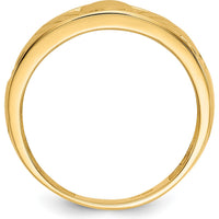 14K Yellow Gold Polished Men's Claddagh Band with Textured Finish - 24mm Width by Oro Pregiato