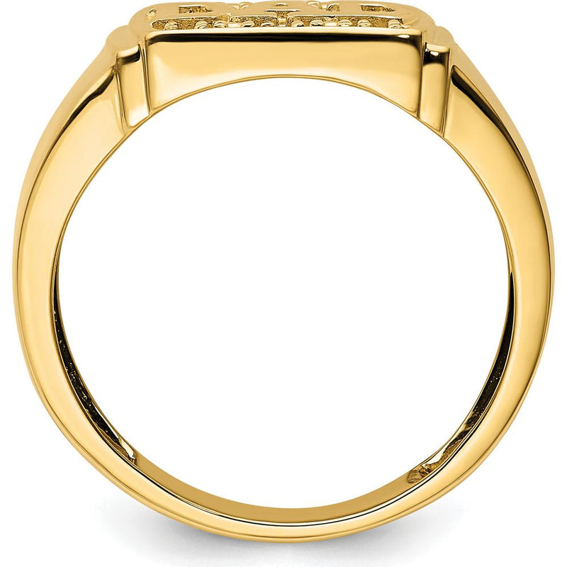 14K Yellow Gold Polished Men's DAD Ring with Side Stone Mountings - Customizable Design by 0