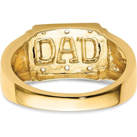 14K Yellow Gold Polished Men's DAD Ring with Side Stone Mountings - Customizable Design by 0